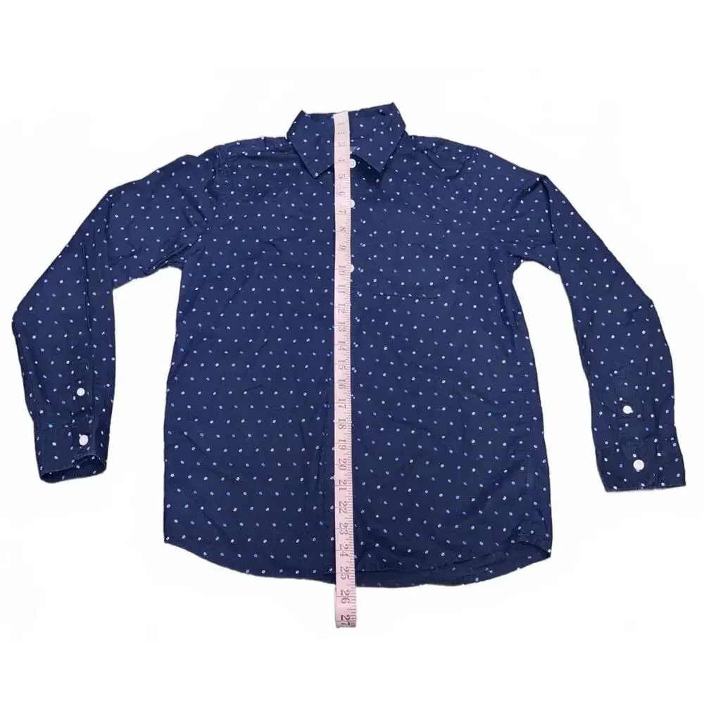 PLACE Navy Blue Polka Dot Casual Button-Up Shirt - Boys large‎ Size 10/12